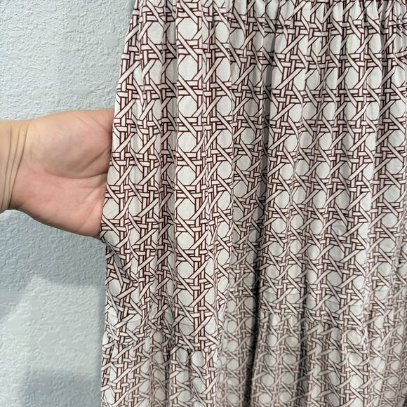 Anthropologie The Somerset Crimson Maxi Dress White Brown Size Small Tiered - Picture 7 of 8
